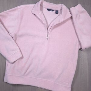 IZOD Pink Fleece Quarter Zip Pullover Sweater Small